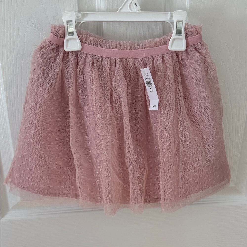 NWT Gap Kids Girls Pink Tulle Skirt with Polka Dots size 6-7